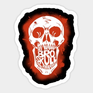 Broskull Logo V.1 White on Red Full size logo Sticker